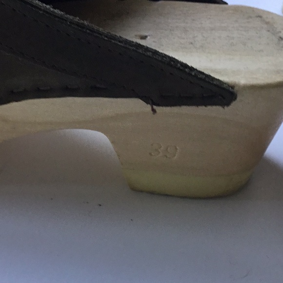 Woman Boho Olive Sage Suede Wooden Clogs size 39 - Picture 8 of 13